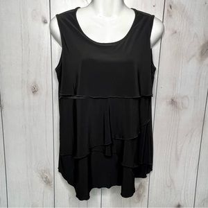 Carole Little Black Tiered Sleeveless Blouse Tank Top